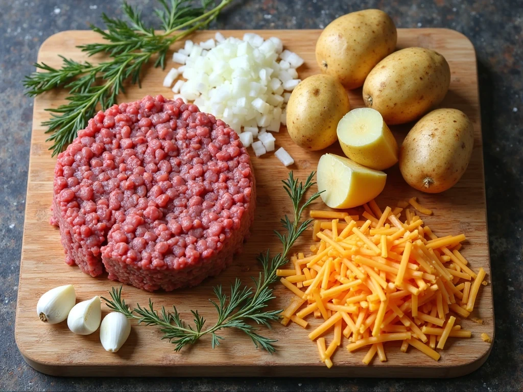 Cheeseburger Soup Raw Ingredients